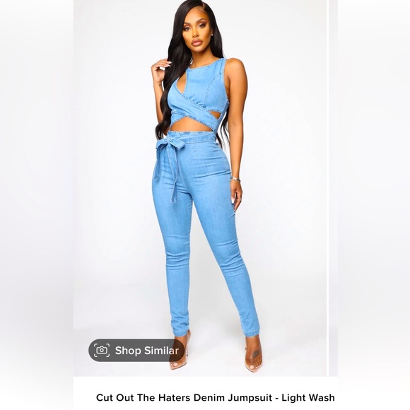 Fashion Nova cool cutout Denim Jumpsuit, tags still on, never been worn. - Picture 1 of 7